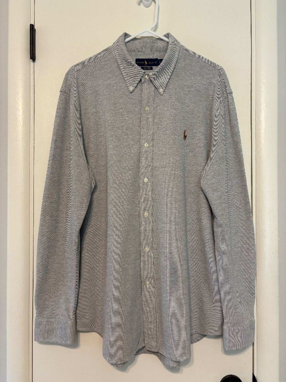 Ralph Lauren Men's L/S Knit Oxford Button-Down Shirt Heather Gray XL Pony Logo